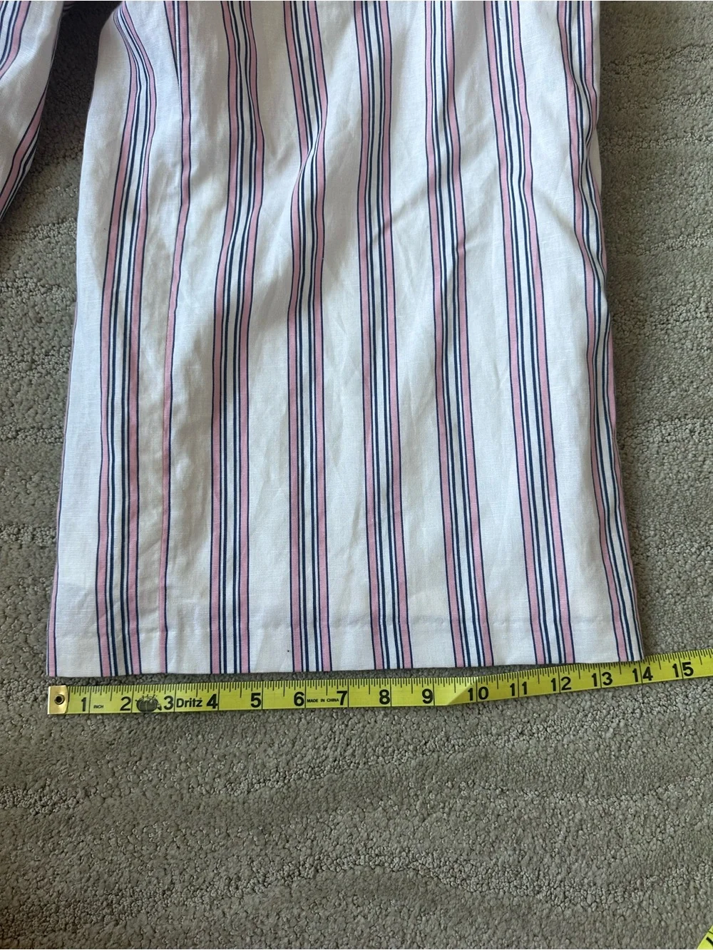 Banana Republic White Wide Leg Linen Jumpsuit with Pink & Navy Stripes Sz 12 NWT